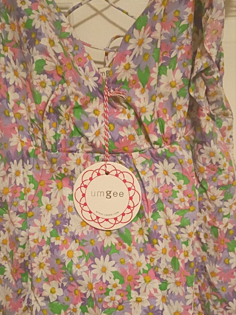 Umgee Lavender Floral Daisy Dress with Green Leaves - Picture 2 of 5